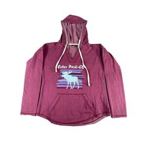 Estes Park Colorado Hoodie Womens Small Red Just 4 Wear Drawstring Outdoors